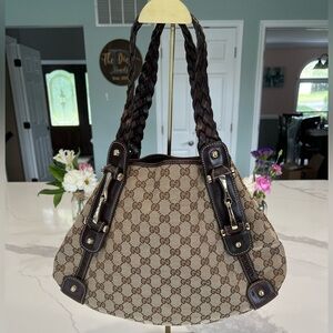 ✨ Vintage Gucci Babouska Shoulder Bag | Y2K Braided Leather + Bear Charm ✨